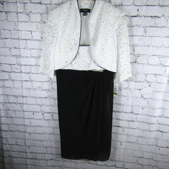 R&M Richards Dresses & Skirts - R&M Richards Two Piece Jacket Dress Black & White Size 14P